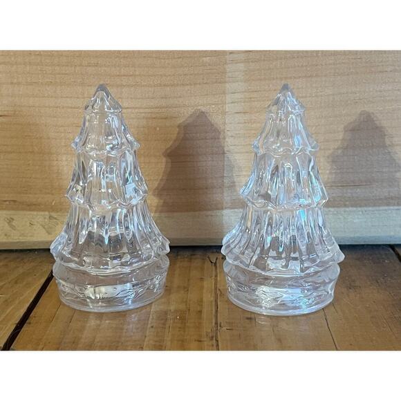 Set of Vintage Clear Plastic Christmas Tree Salt/Pepper Shakers. Holiday Decor - Picture 1 of 6